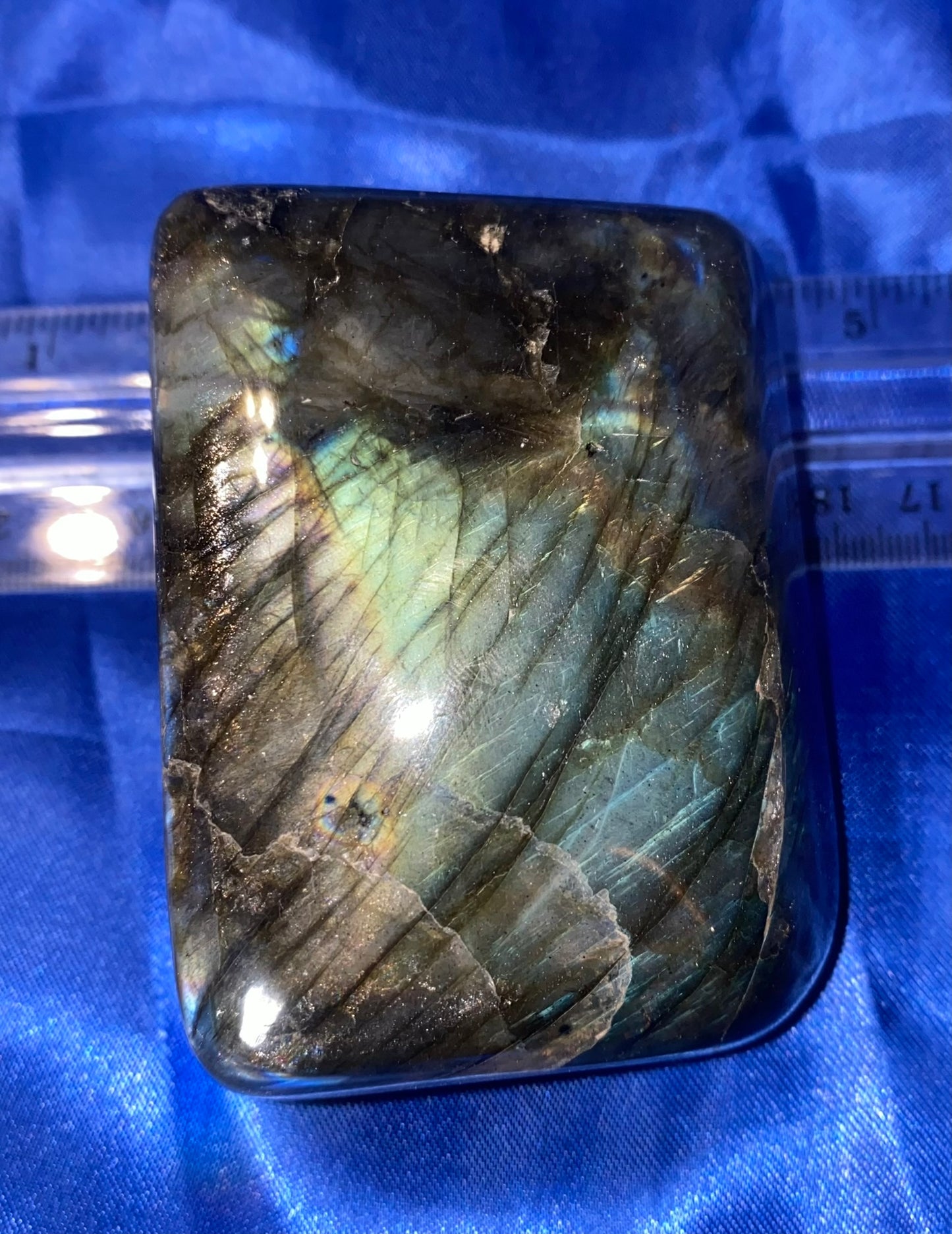 Labradorite Free Form 2 - polished blue gold flash stone sculpture