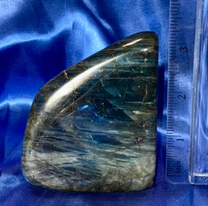 Labradorite Free Form 3 - polished blue gold flash stone sculpture