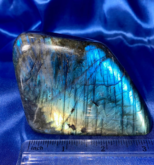 Labradorite Free Form 3 - polished blue gold flash stone sculpture