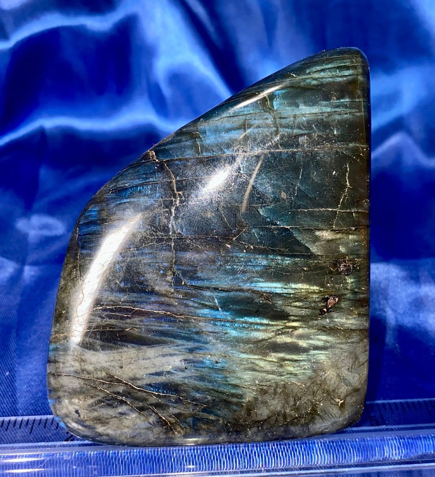 Labradorite Free Form 3 - polished blue gold flash stone sculpture