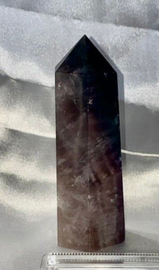 Fluorite Point l5 - polished purple blue white stone mini-tower sculpture