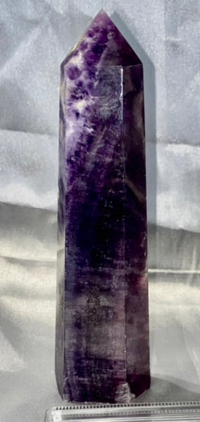 Fluorite Tower 3 - purple and white polished stone