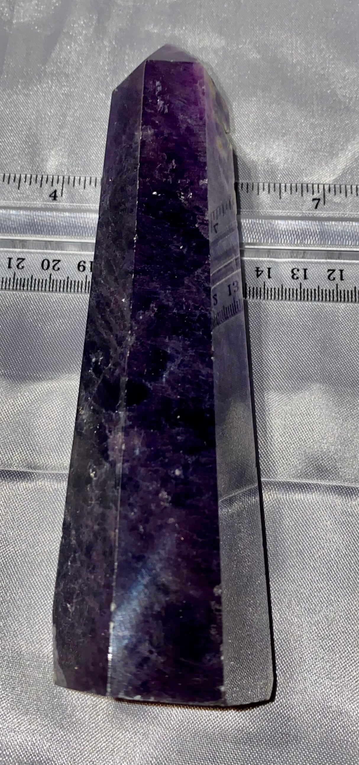 Fluorite Tower 3 - purple and white polished stone