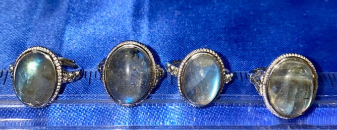 Labradorite Ring - polished blue gold flash stone