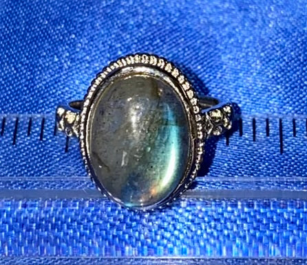 Labradorite Ring - polished blue gold flash stone