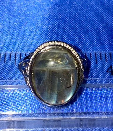 Labradorite Ring - polished blue gold flash stone