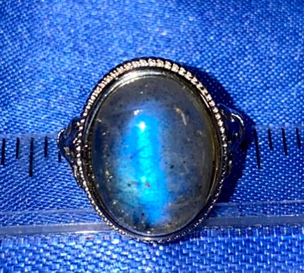 Labradorite Ring - polished blue gold flash stone