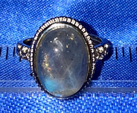 Labradorite Ring - polished blue gold flash stone