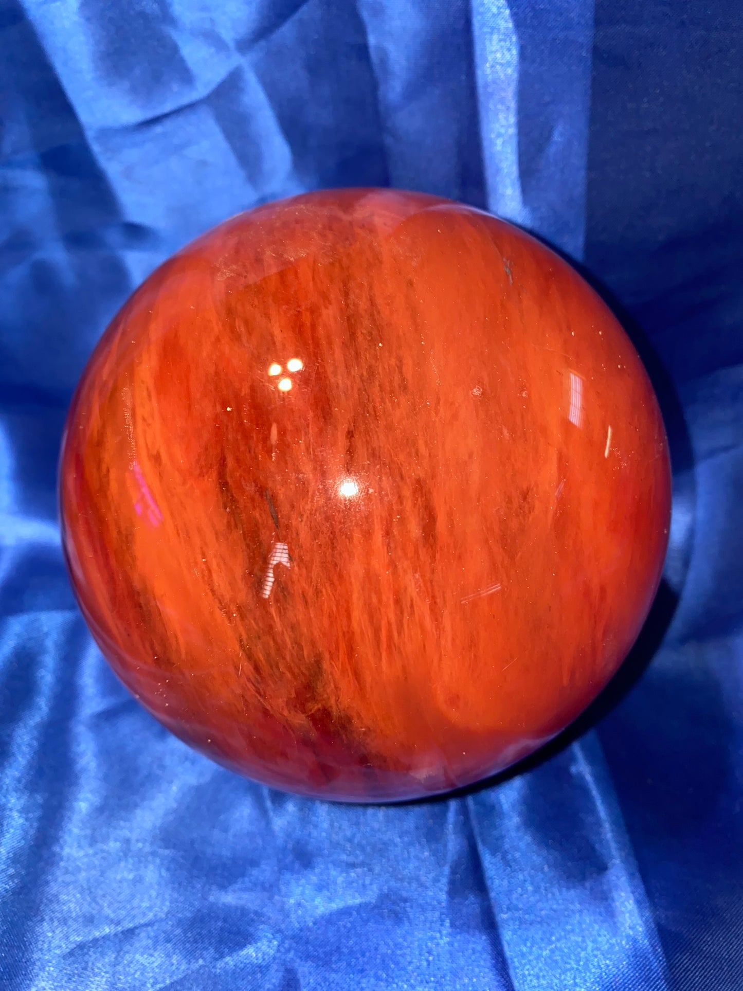 Smelting Quartz Sphere red L4 - polished smelted quartz sculpture in shade of red