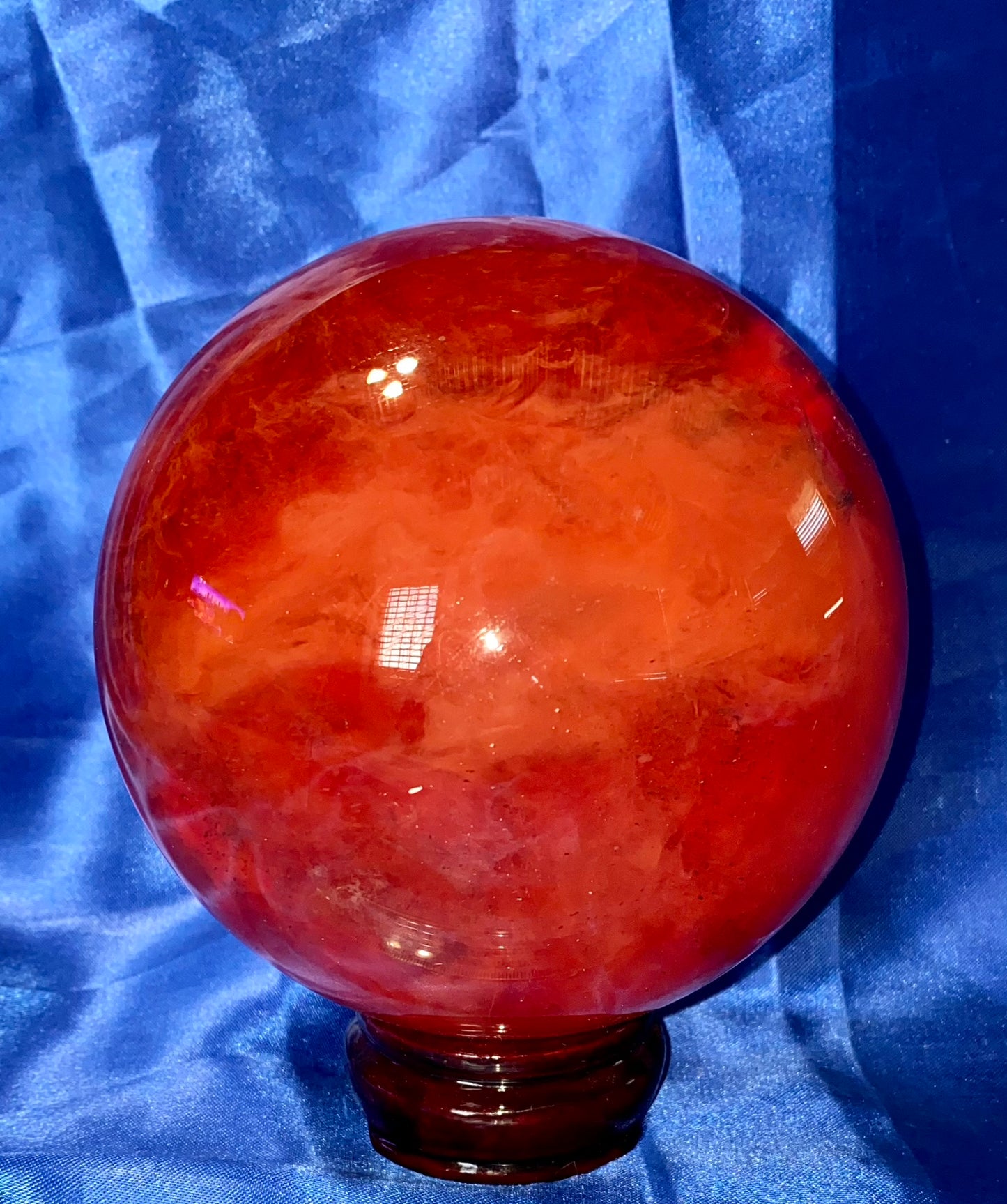 Smelting Quartz Sphere red L3 - polished smelted quartz sculpture