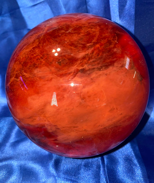 Smelting Quartz Sphere red L3 - polished smelted quartz sculpture