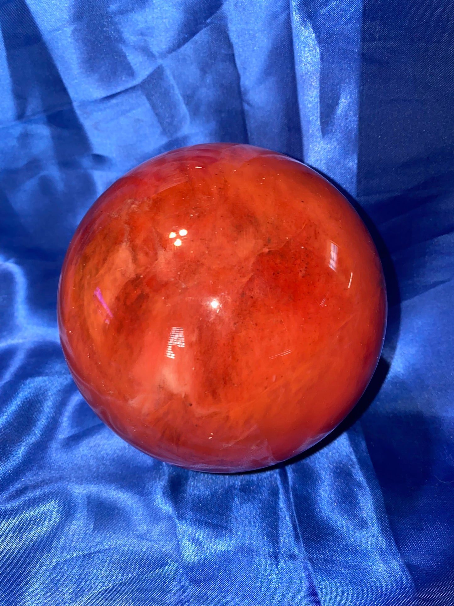 Smelting Quartz Sphere red L3 - polished smelted quartz sculpture