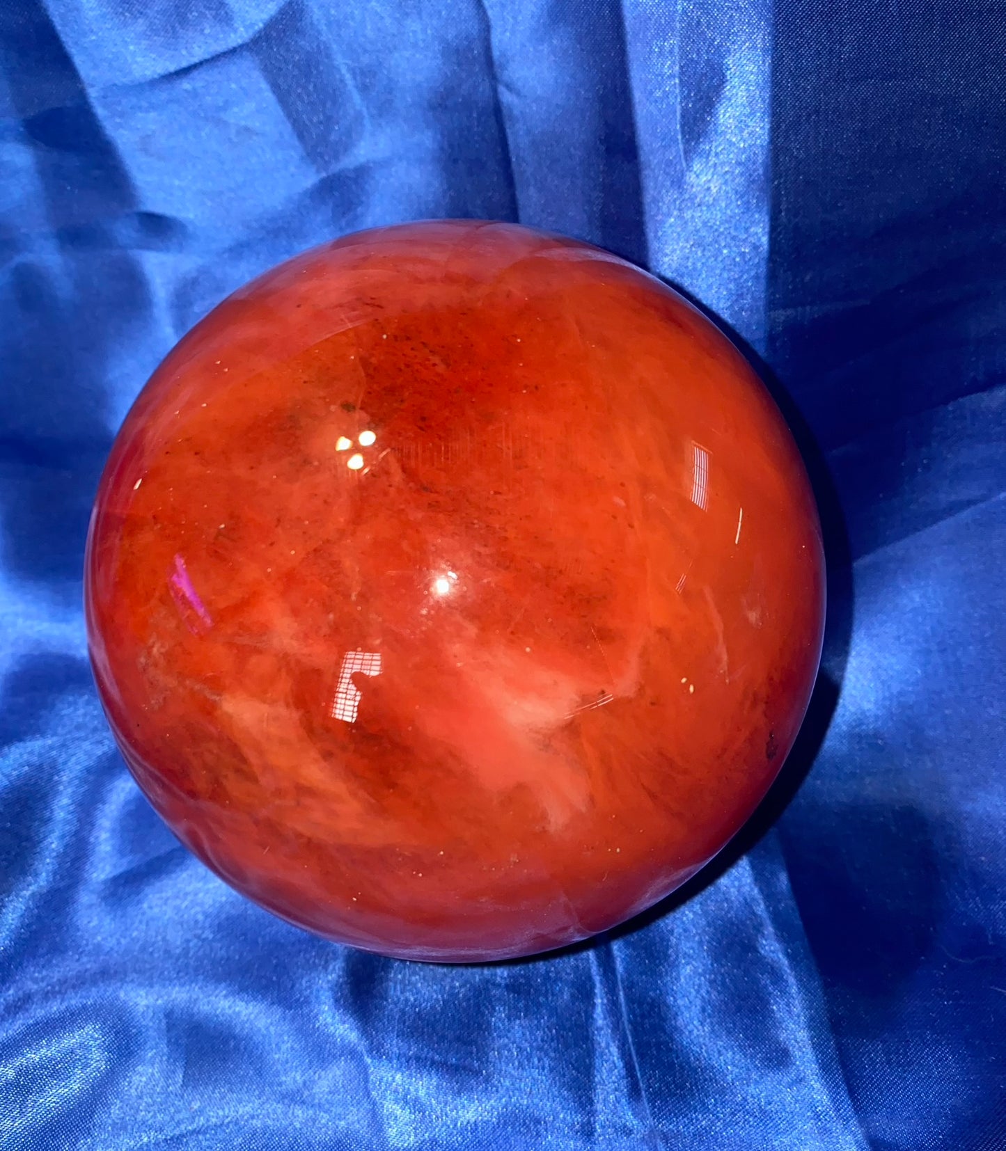 Smelting Quartz Sphere red L3 - polished smelted quartz sculpture