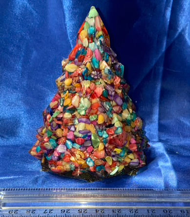 Stone-Chip-Filled Resin Christmas Tree Statue Figurine