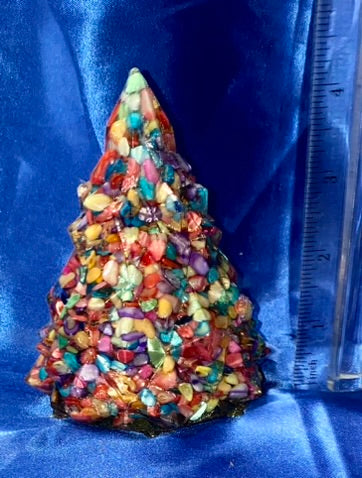 Stone-Chip-Filled Resin Christmas Tree Statue Figurine