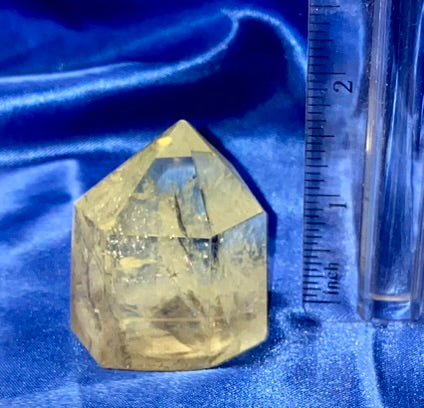 Citrine Point x1  - clear yellow polished stone mini-tower sculpture