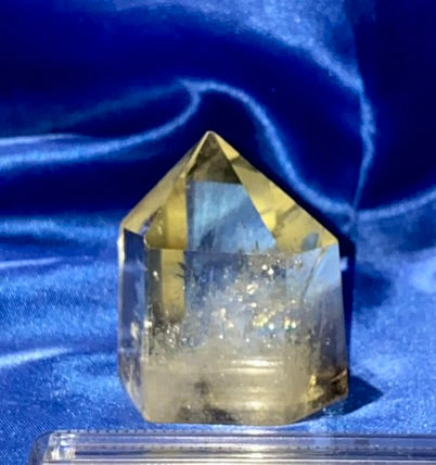 Citrine Point x1  - clear yellow polished stone mini-tower sculpture