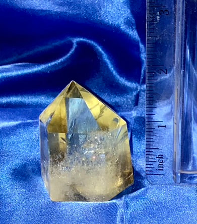 Citrine Point x1  - clear yellow polished stone mini-tower sculpture